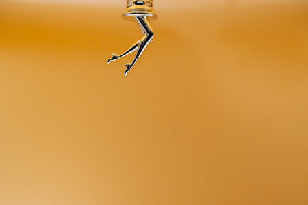 Close up of a vintage golden legs on a golden background.の写真素材