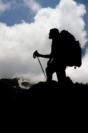 hiker silhouetteの写真素材