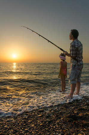 Fishing on Beachの写真素材