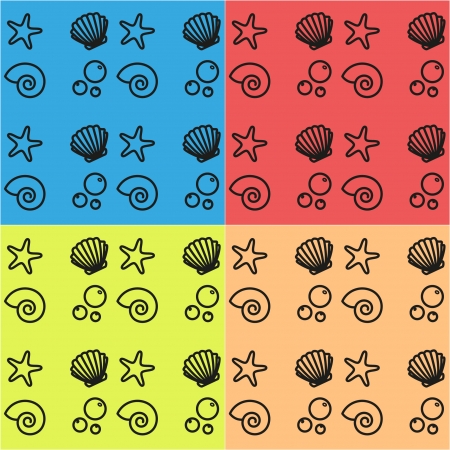 four pictures marin seashellsのイラスト素材