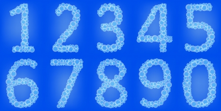 Bubble s numbers on a blue background