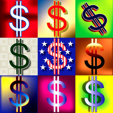 9 tile set of dollar signs POP style の写真素材