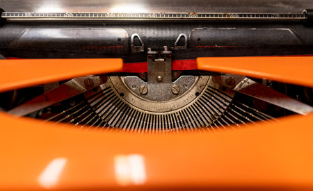 close-up of an old-fashioned typewriterの写真素材
