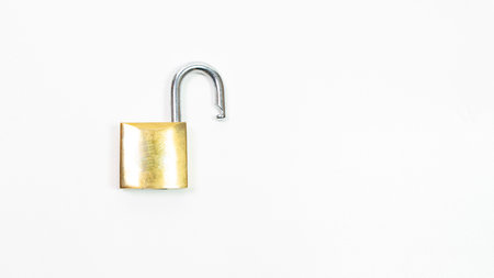 small padlock white backgroundの写真素材