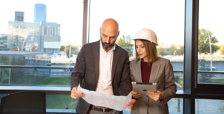 Team of Businessman, engineering in construction renovate building site. Teamwork construction...