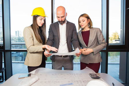 Team of Businessman, engineering in construction renovate building site. Teamwork construction engineer, business and architecture conceptの写真素材