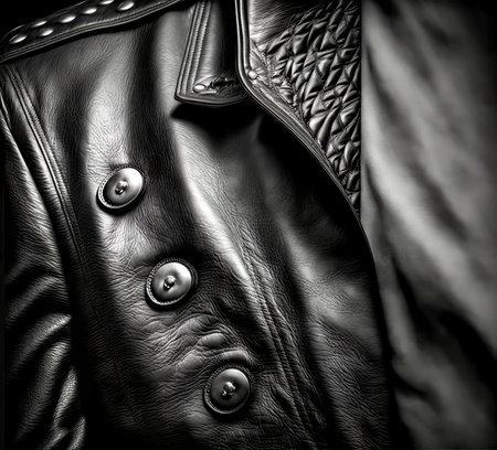 Leather jacket with rivets on a black background. 3d renderingの写真素材