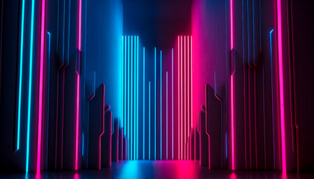 abstract background with neon lights. Futuristic architecture design.の素材