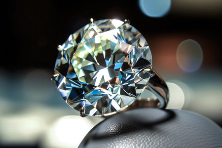 Close up of a diamond ring on a car's steering wheel.の素材