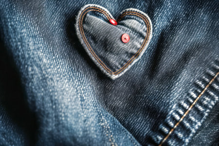 Jeans with heart-shaped button, valentines day backgroundの素材