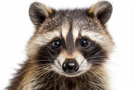 Portrait of a raccoon on a white background.の写真素材