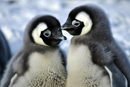 Gentoo penguin chicks (Pygoscelis papua)の写真素材