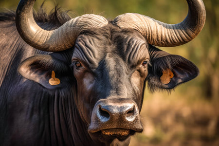 Portrait of a buffalo in Botswana.の素材