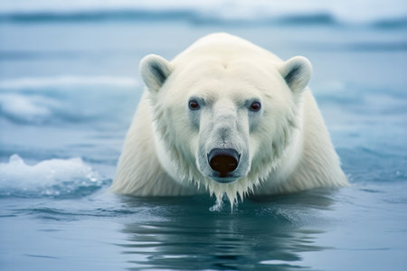 Polar bear in waterの素材