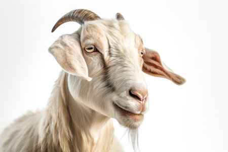 Portrait of a goat on a white background. Close-up.の素材