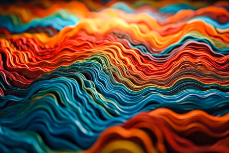 abstract background with multicolored paper strips in rainbow colors.の素材