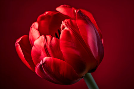 Beautiful red tulip on a dark background.の素材