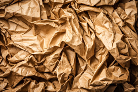 Crumpled brown paper background. Texture of crumpled paper.の素材