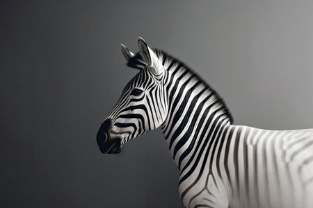 Zebra on a gray background. Zebra in the studio.の素材