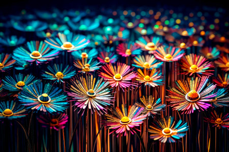 Colorful flower candles in the night. Close up.の素材