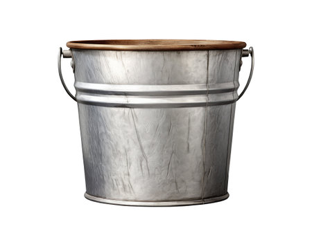 Metal bucket isolated on white background. High resolution image.の素材