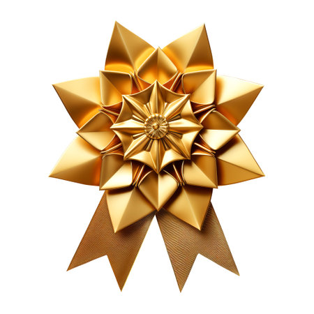 Gold bow isolated on white background.の素材