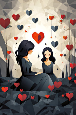 Valentine's day greeting card with beautiful couple in loveの素材