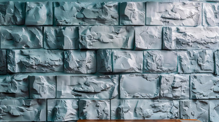 Background of the wall made of blue and white bricks. Abstract background.の写真素材