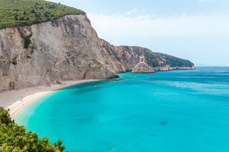 The famous and exotic Porto Katsiki beach on the island of Lefkada, Greeceの写真素材