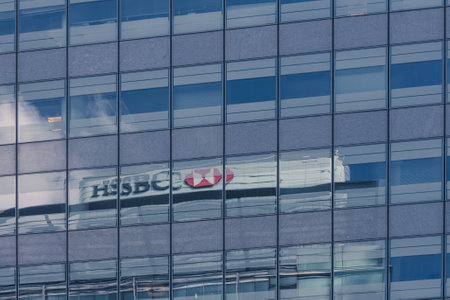 LONDON, ENGLAND - AUGUST 27 2015: HSBC global headquarters in Canada Square, Canary Wharf, London...