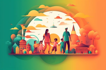 Family togetherness concept art. Generative AI.の素材