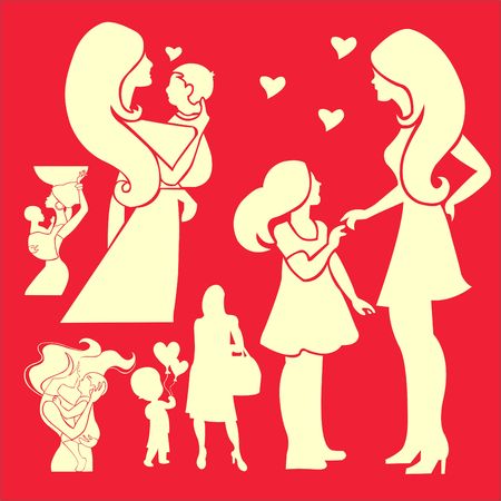Happy Mother Vector Digital Clipartのイラスト素材