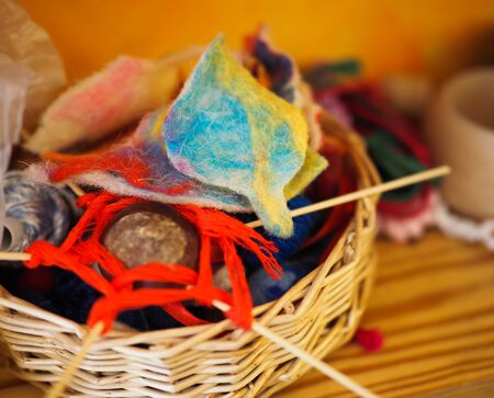 wound multicolored thread for needlework in eco-friendly natural style