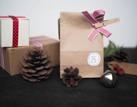 background layout Christmas in a rustic eco natural style