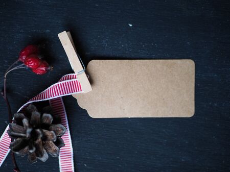 Christmas label in rustic eco natural style