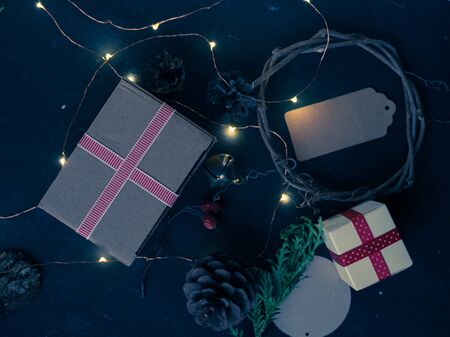 background layout Christmas in a rustic eco natural style