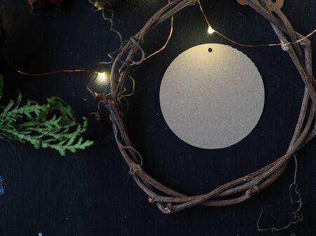 Christmas label in rustic eco natural style