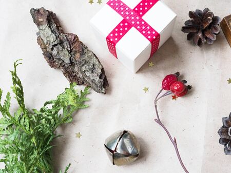 background layout Christmas in a rustic eco natural styleの写真素材