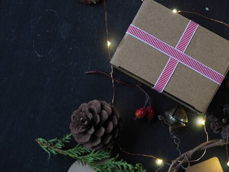 background layout Christmas in a rustic eco natural styleの写真素材