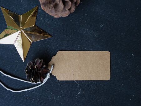 Christmas label in rustic eco natural styleの写真素材