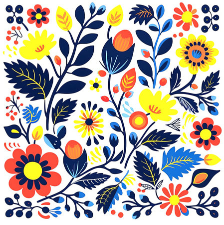 decorative summer pattern with berries. flat illustrationの素材