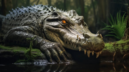 portrait of a scary crocodile. High quality photoの素材