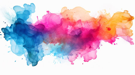 Colorful watercolor stain isolated on a white background. High quality photoの素材