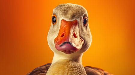 Portrait of a curious goose, closeup, High quality photoの素材
