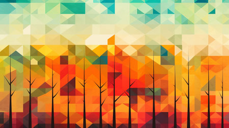 modern eco geometric nature mosaic background.illustrationの素材