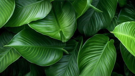 Green plant leaf background, photography. High quality photoの素材