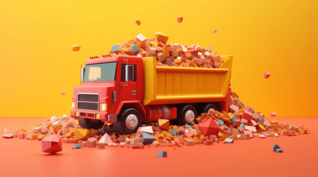 Garbage truck concept illustration.の素材