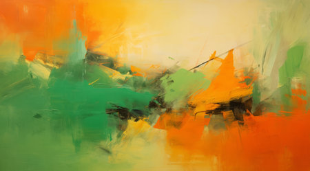 Abstract colorful oil painting on canvas. Oil paint texture with brush Modern art,. High quality photoの素材