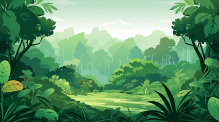 natural beautiful green eco background, flat illustration. High qualityの素材