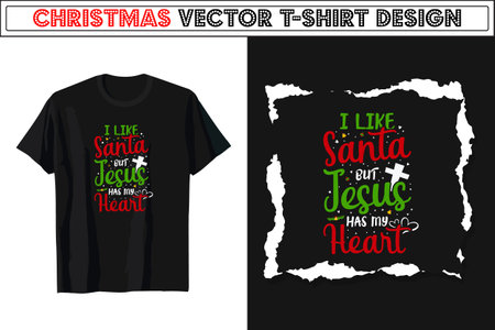 Merry Christmas and Happy New Year Typography T-Shirt Designのイラスト素材